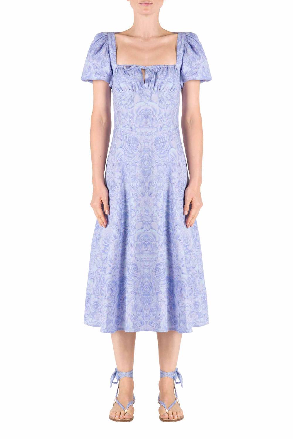 Luisa Beccaria Abito In Lino Stampato Rose