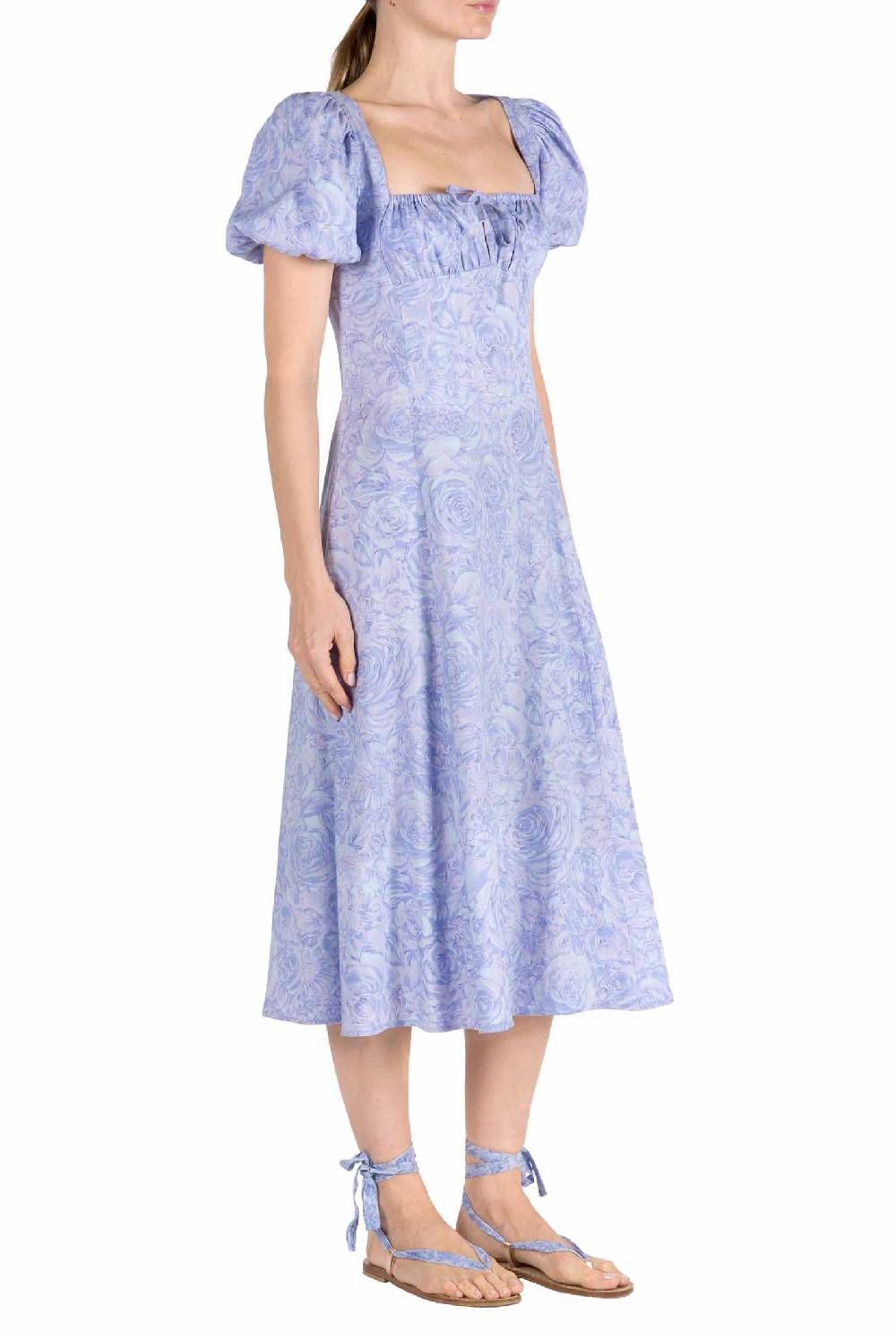 Luisa Beccaria Abito In Lino Stampato Rose