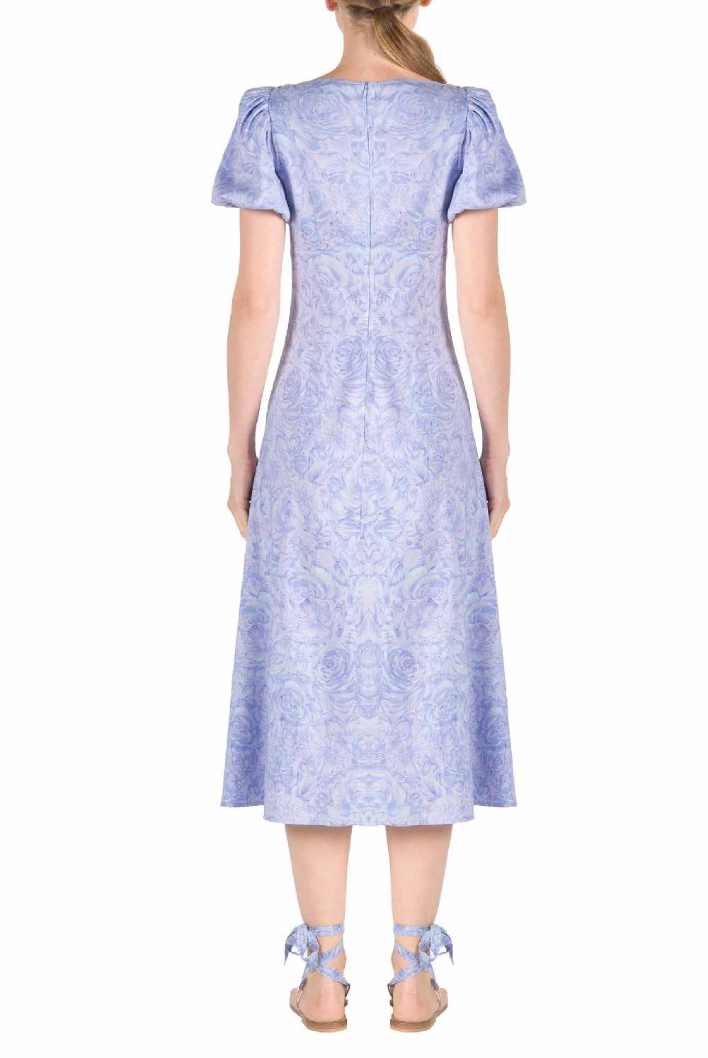 Luisa Beccaria Abito In Lino Stampato Rose