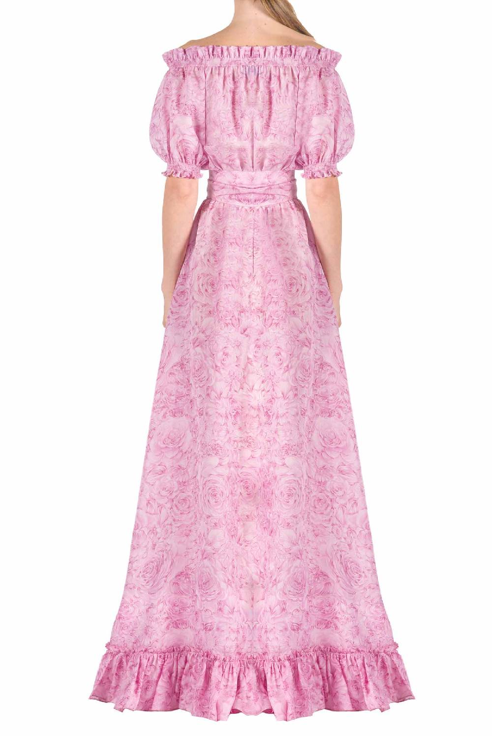 Luisa Beccaria Abito In Organza Stampato Con Rose