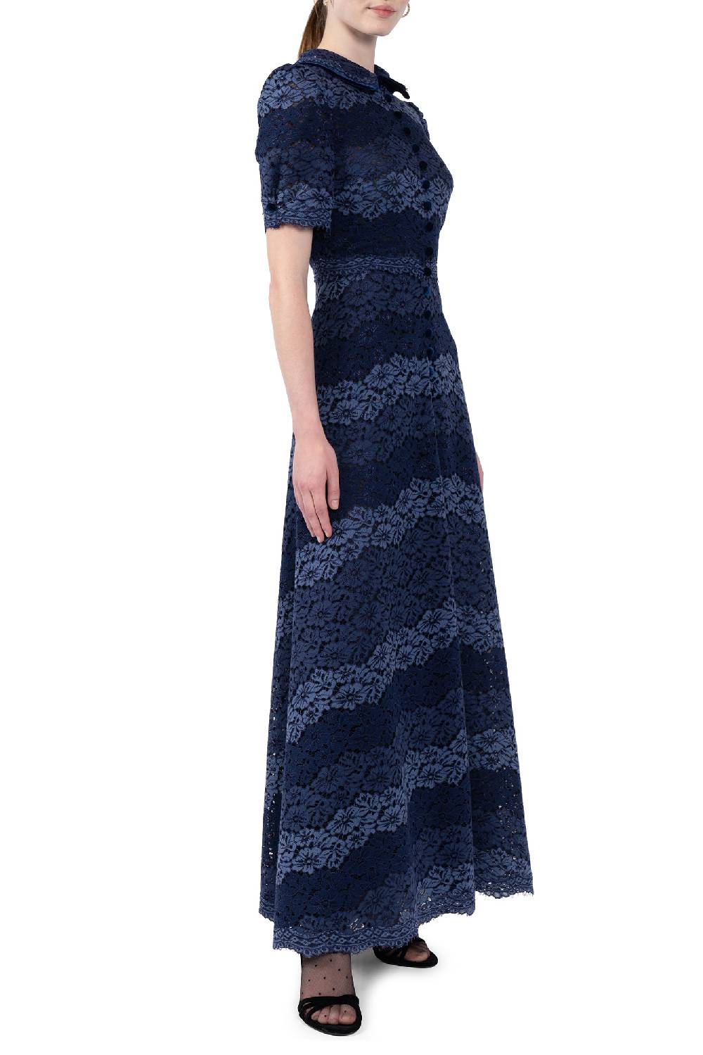 Luisa Beccaria Abito In Pizzo A Righe Con Fascia