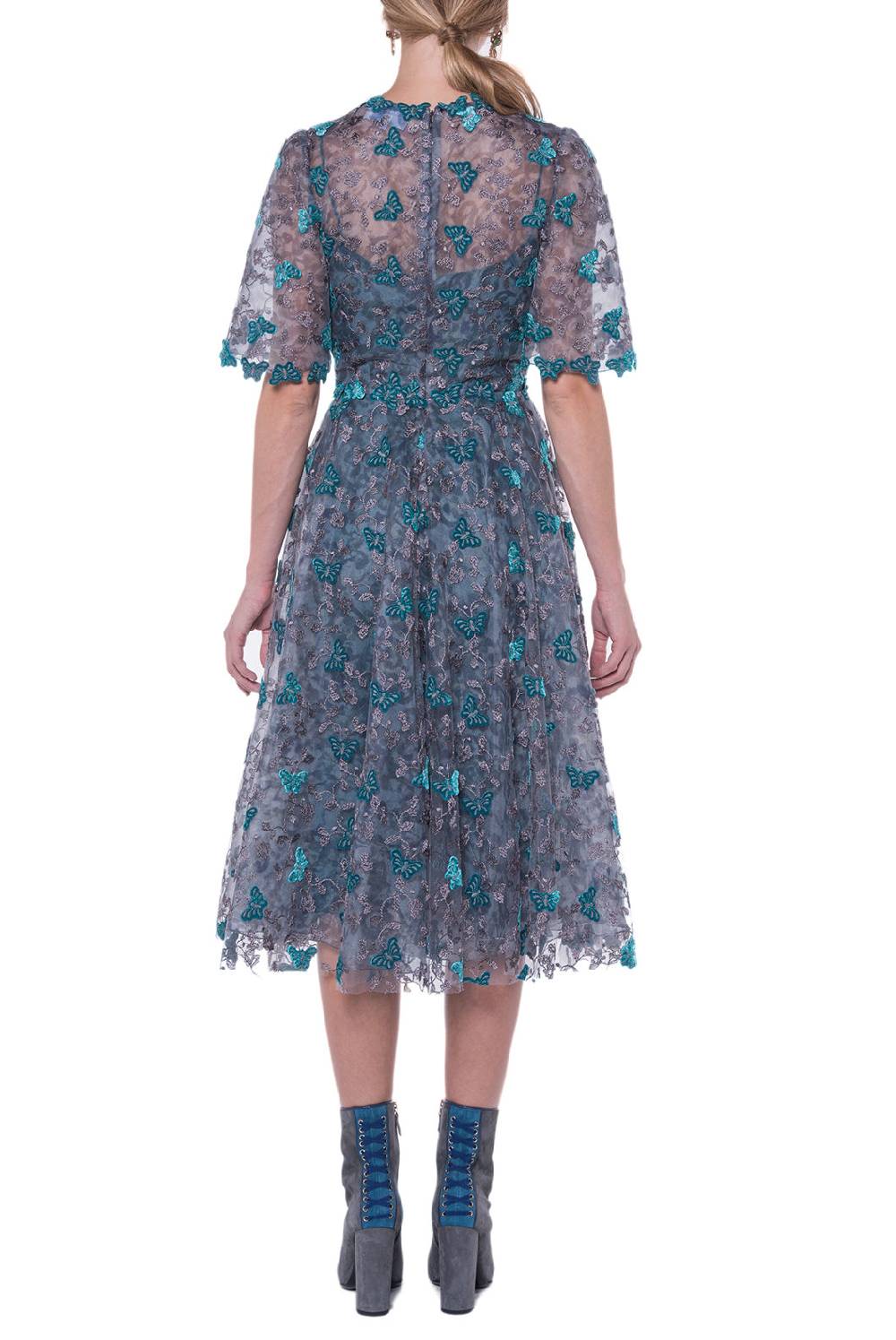 Luisa Beccaria Abito Longuette In Pizzo A Farfalla