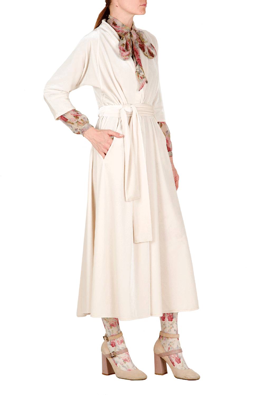 Luisa Beccaria Abito Luisa In Velluto Bianco