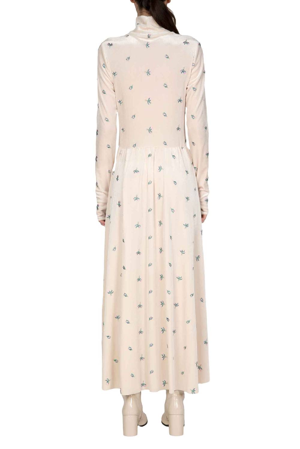 Luisa Beccaria Abito Lungo A Collo Alto In Velluto