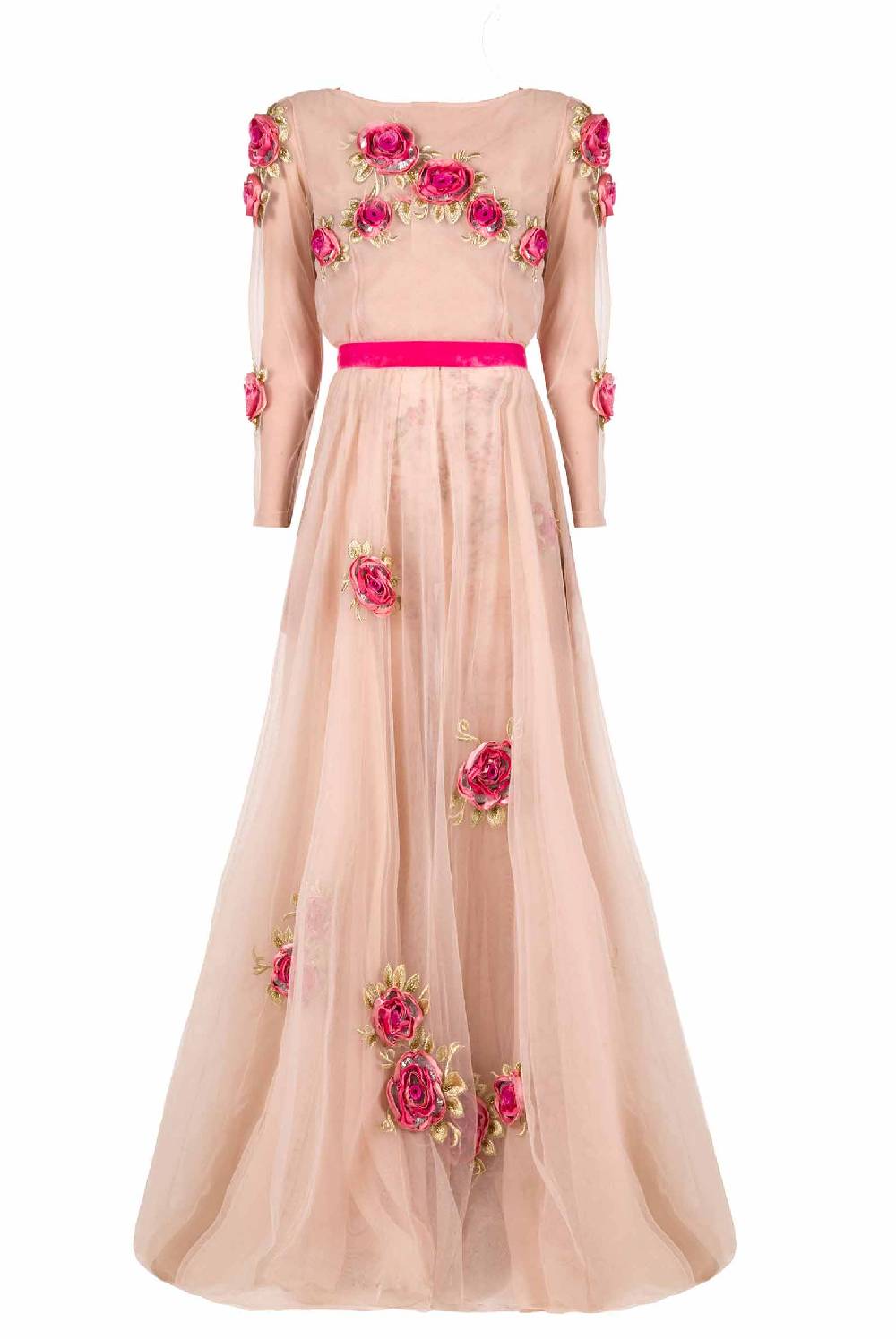 Luisa Beccaria Abito lungo in tulle ricamato