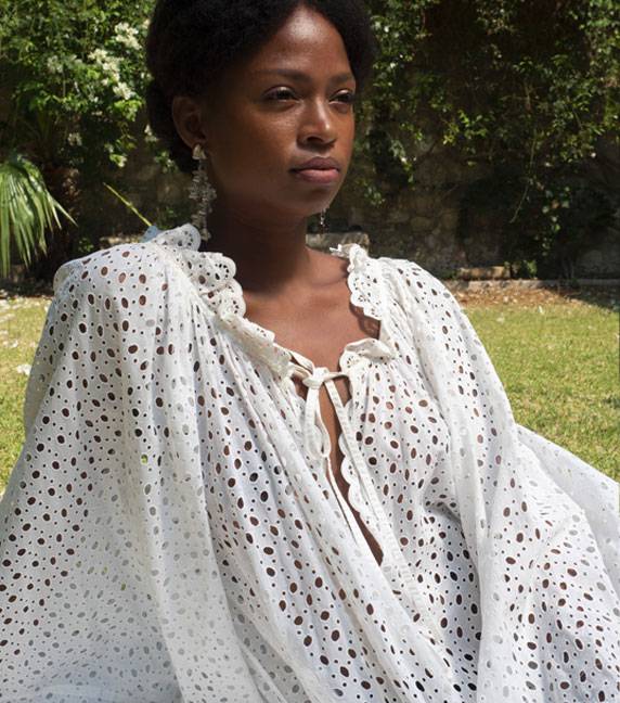 Luisa Beccaria Abito Lungo Midi In Cotone Broderie