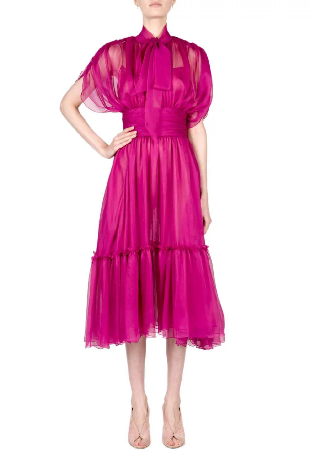 Luisa Beccaria Abito Midi Charlotte In Chiffon