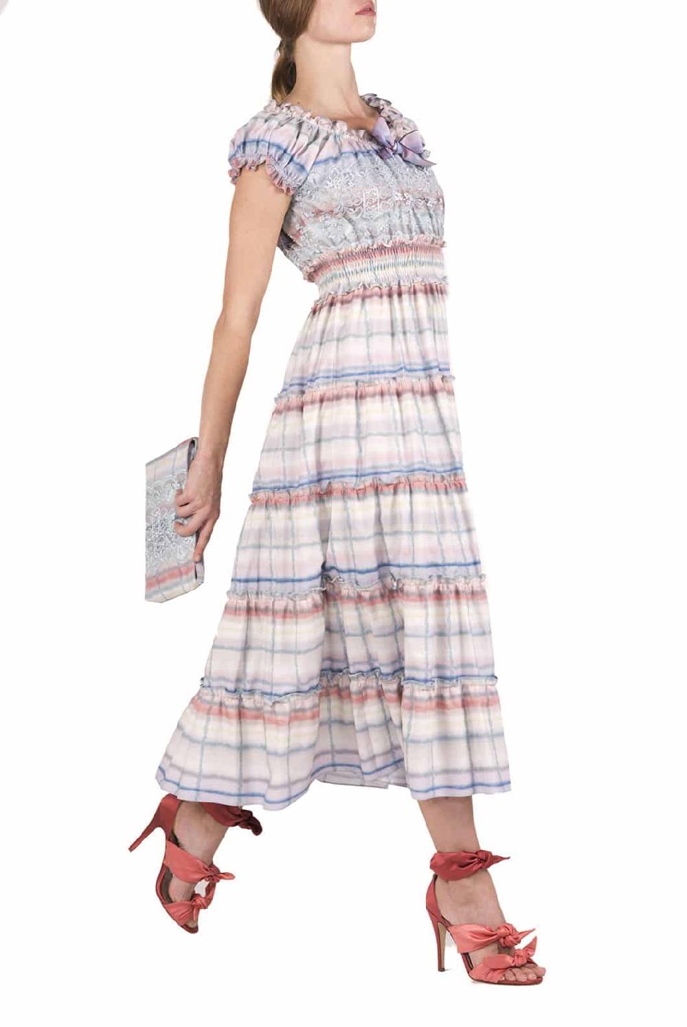 Luisa Beccaria Abito Midi In Cotone Melt Con Pizzo