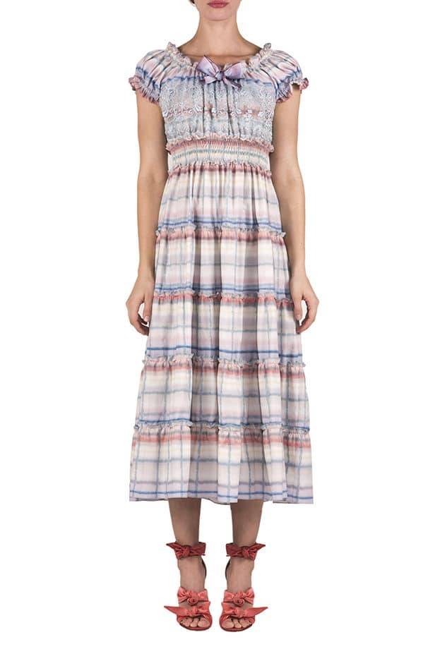 Luisa Beccaria Abito midi in cotone melt con pizzo