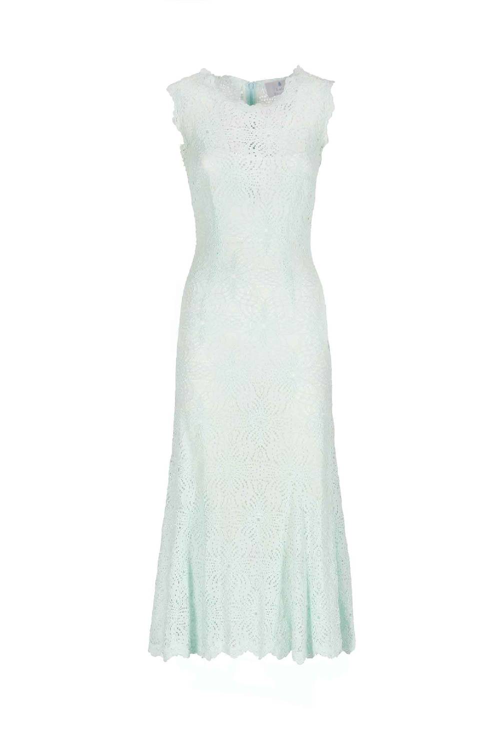 Luisa Beccaria Abito midi in pizzo blu ghiaccio