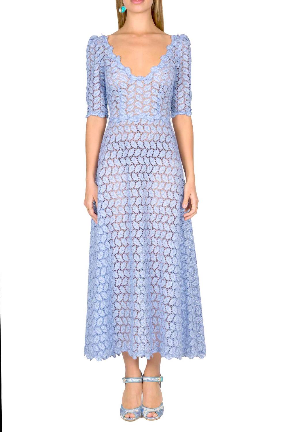 Luisa Beccaria Abito Midi In Pizzo Sangallo