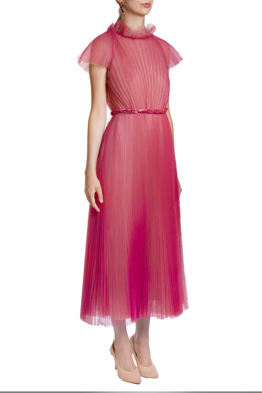 Luisa Beccaria Abito Midi In Tulle Plissettato