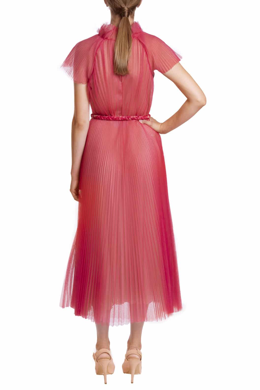 Luisa Beccaria Abito Midi In Tulle Plissettato