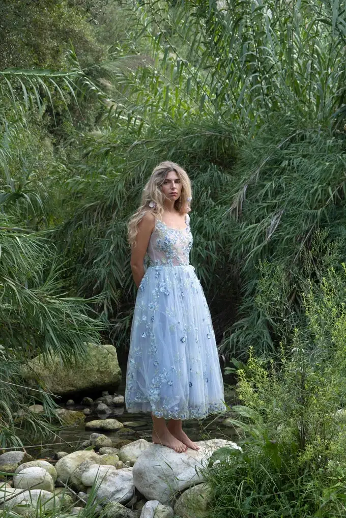 Luisa Beccaria Abito midi in tulle ricamato