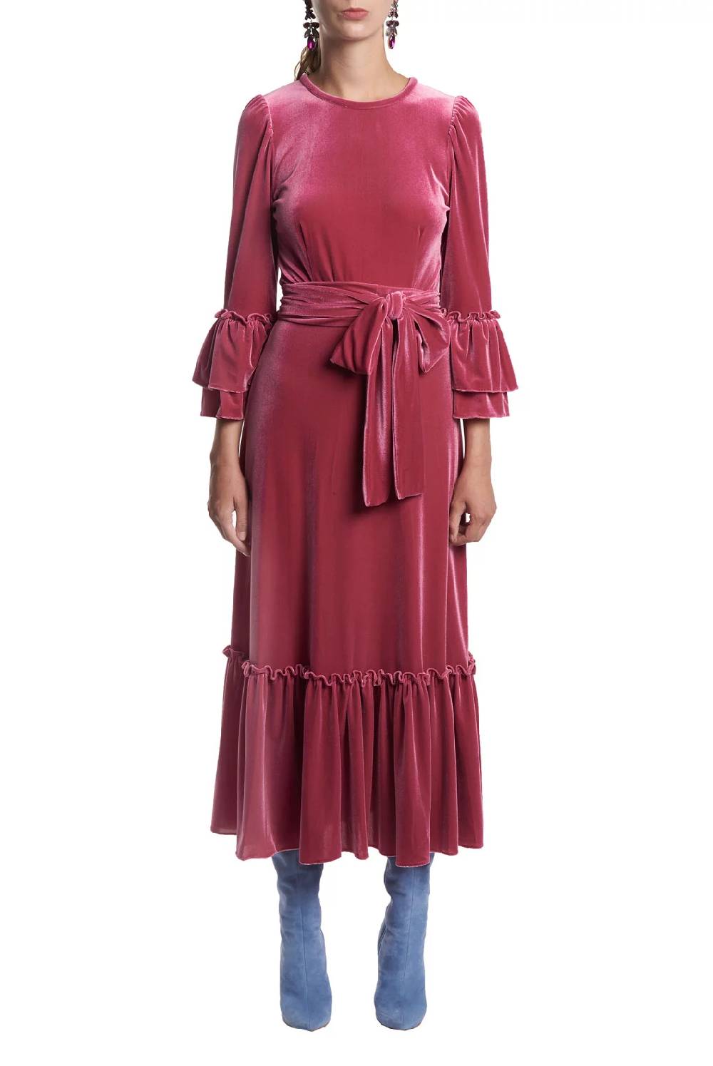 Luisa Beccaria Abito Midi In Velluto Elasticizzato