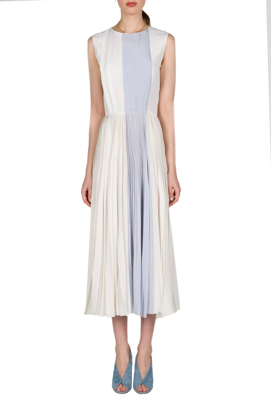 Luisa Beccaria Abito Midi Plissettato Bicolore