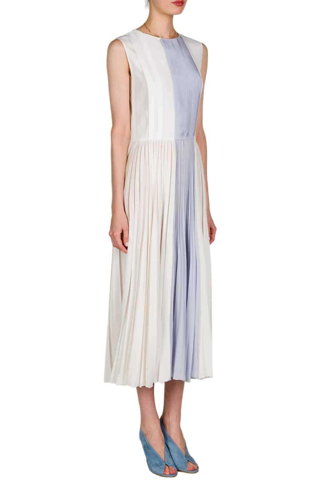 Luisa Beccaria Abito Midi Plissettato Bicolore