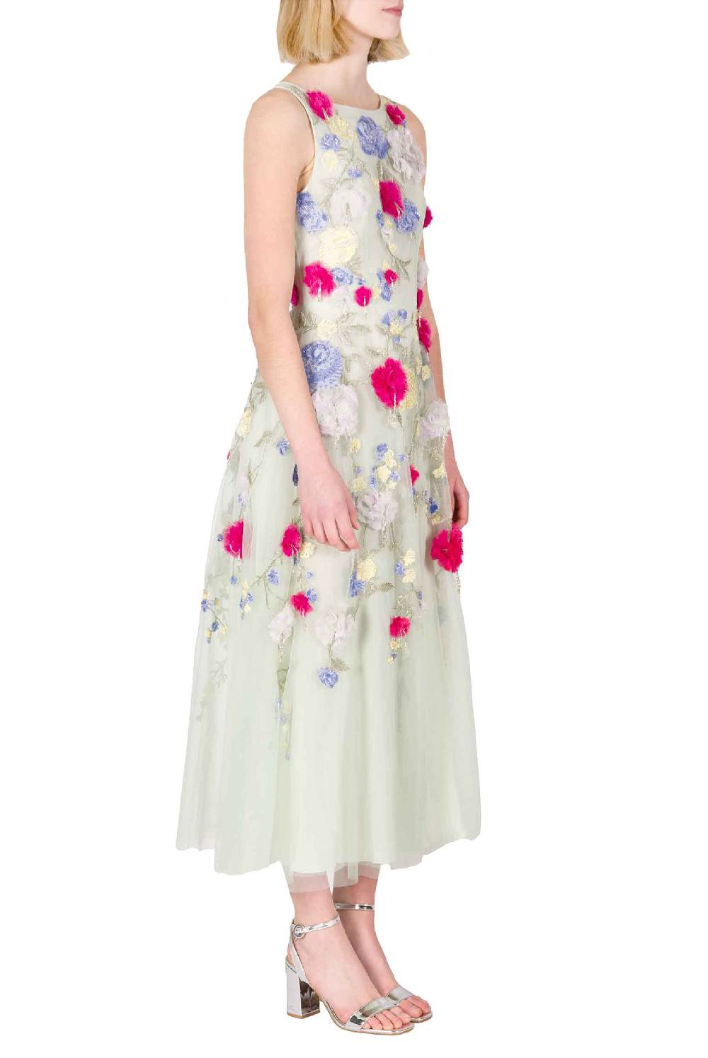 Luisa Beccaria Abito Midi Ricamato Senza Maniche