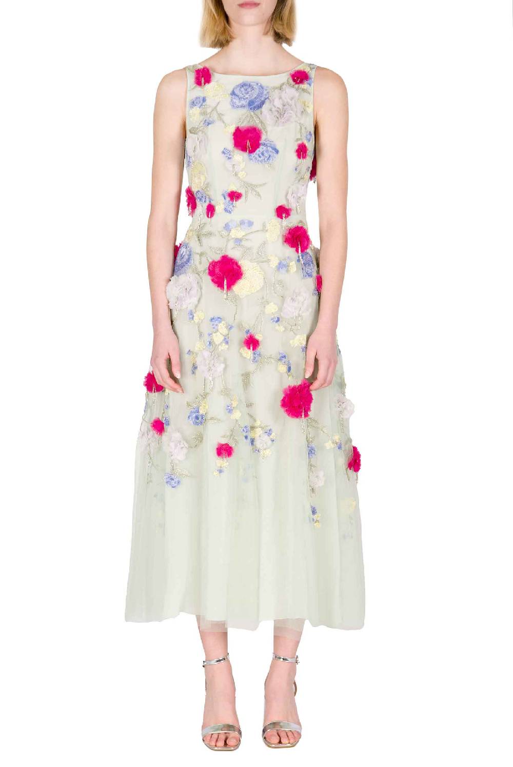 Luisa Beccaria Abito Midi Ricamato Senza Maniche