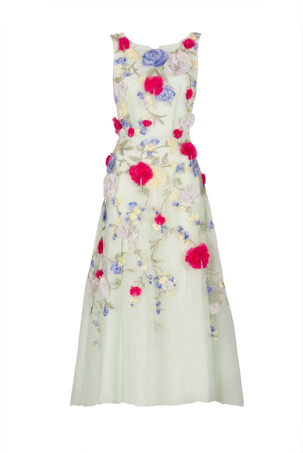 Luisa Beccaria Abito midi ricamato senza maniche