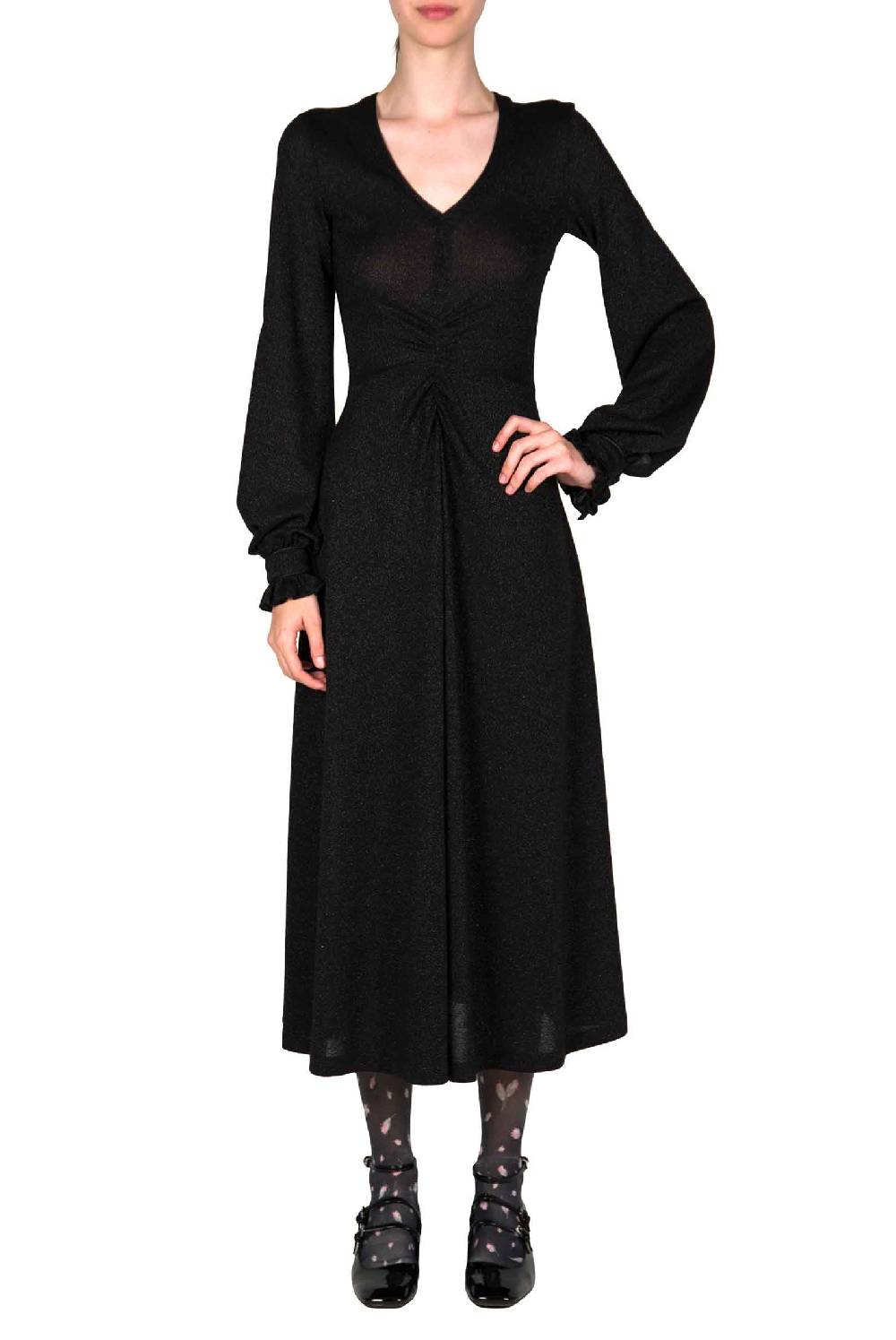 Luisa Beccaria Abito Nero In Jersey Lurex