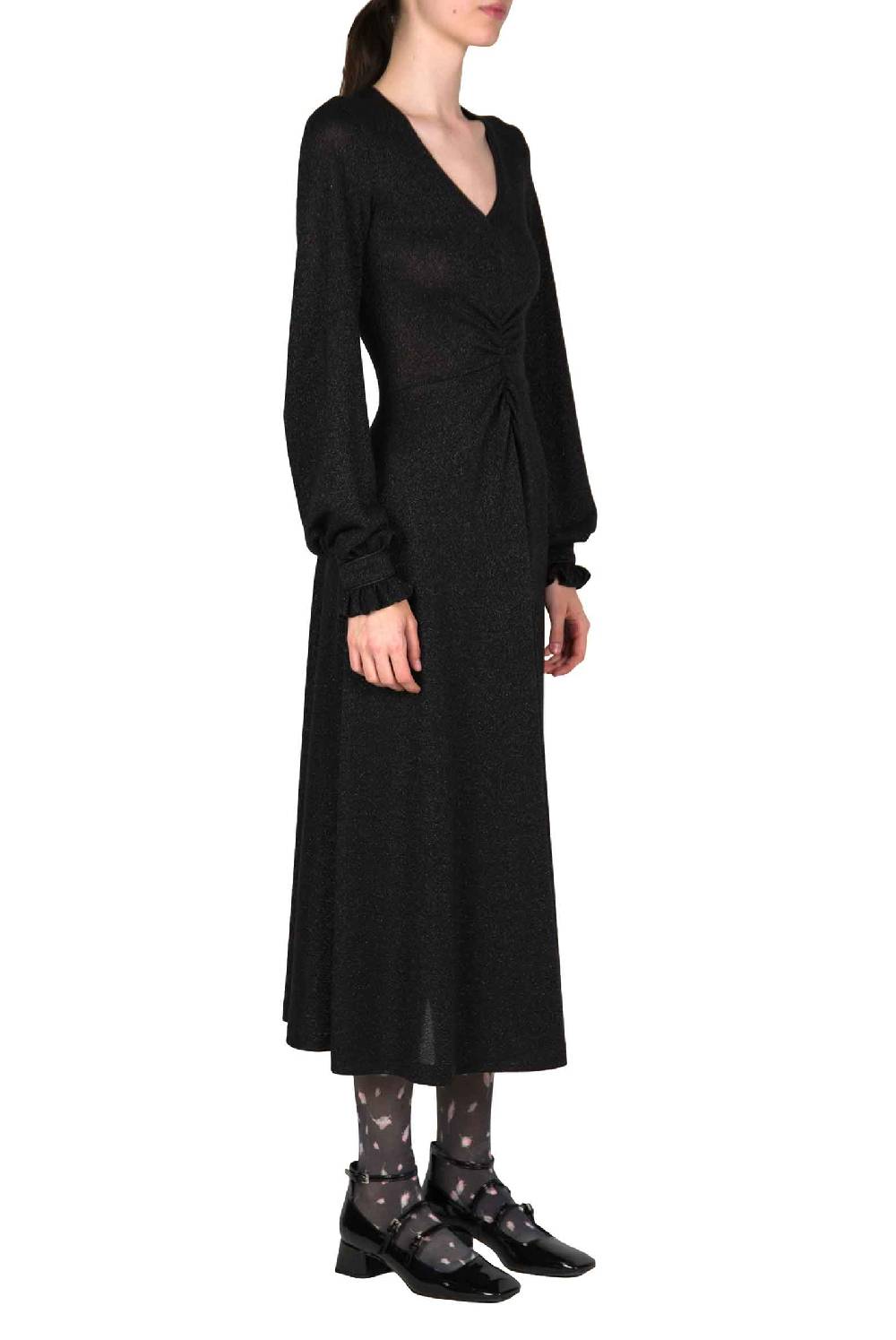 Luisa Beccaria Abito Nero In Jersey Lurex