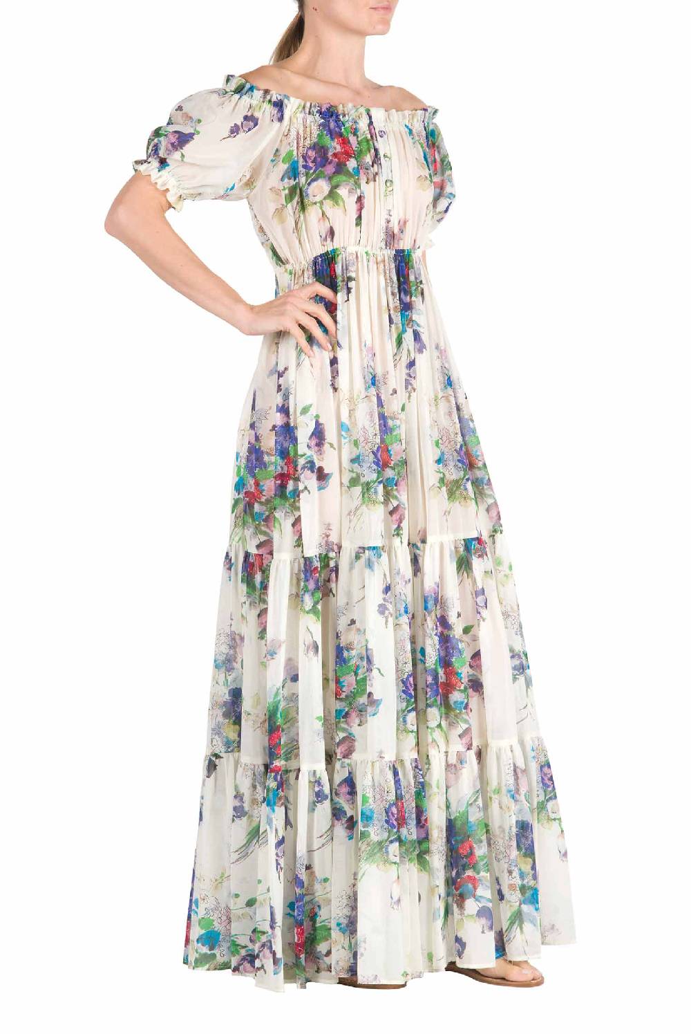 Luisa Beccaria Abito Stampato Con Bouquet Floreale