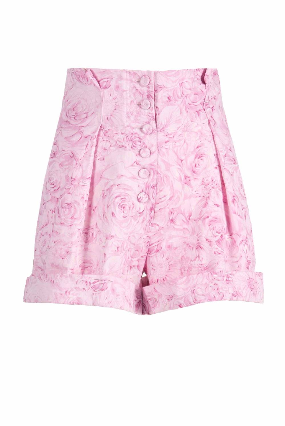 Luisa Beccaria Bermuda in lino con stampa rose