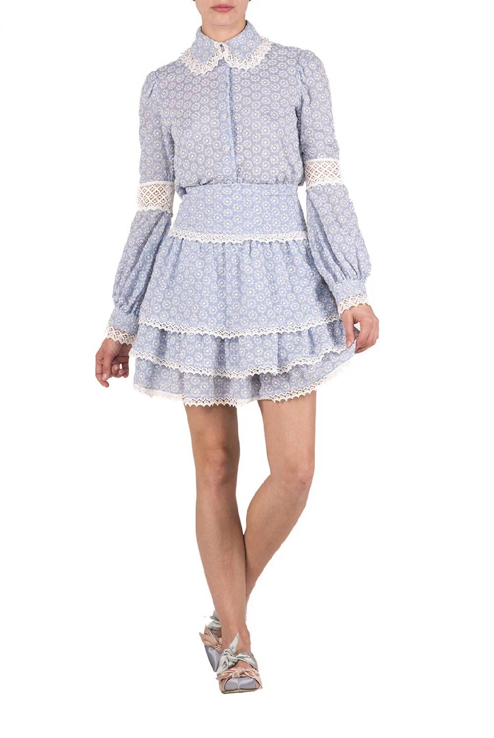 Luisa Beccaria Blusa In Cotone Sangallo Con Lacci