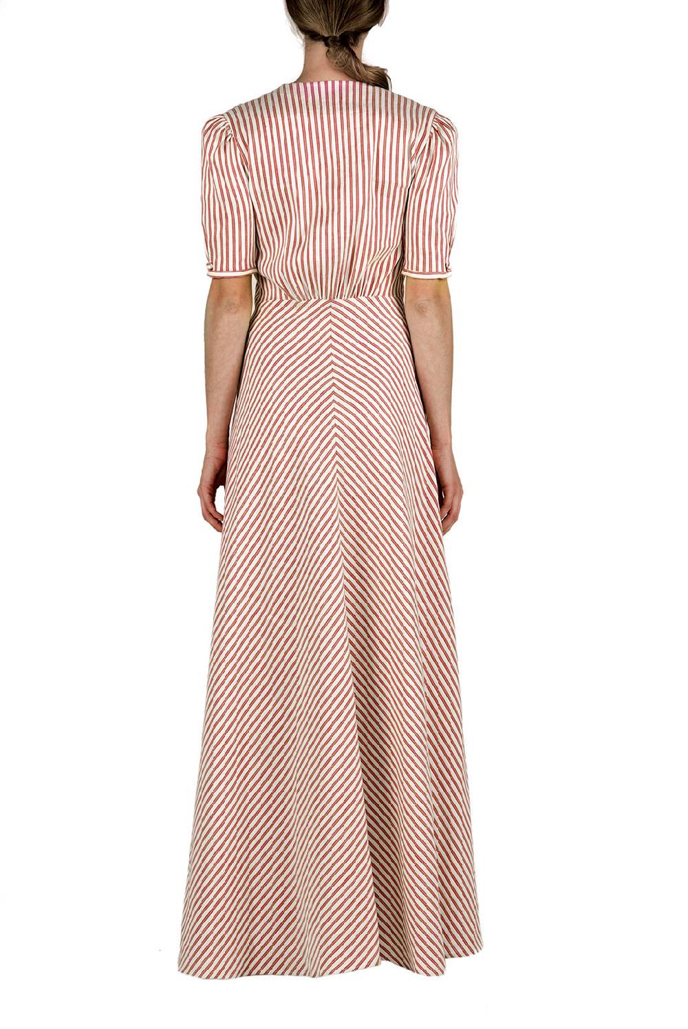 Luisa Beccaria Bottoncino Rigato In Cotone-lino