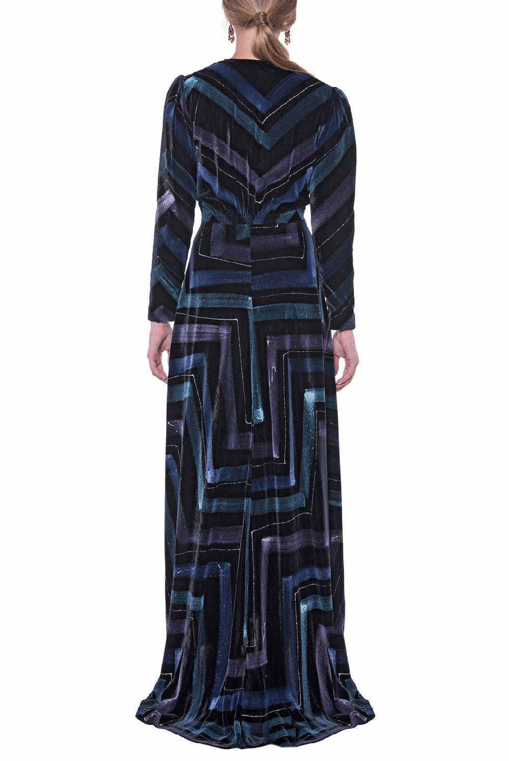 Luisa Beccaria Bottoncino Velvet Chevron