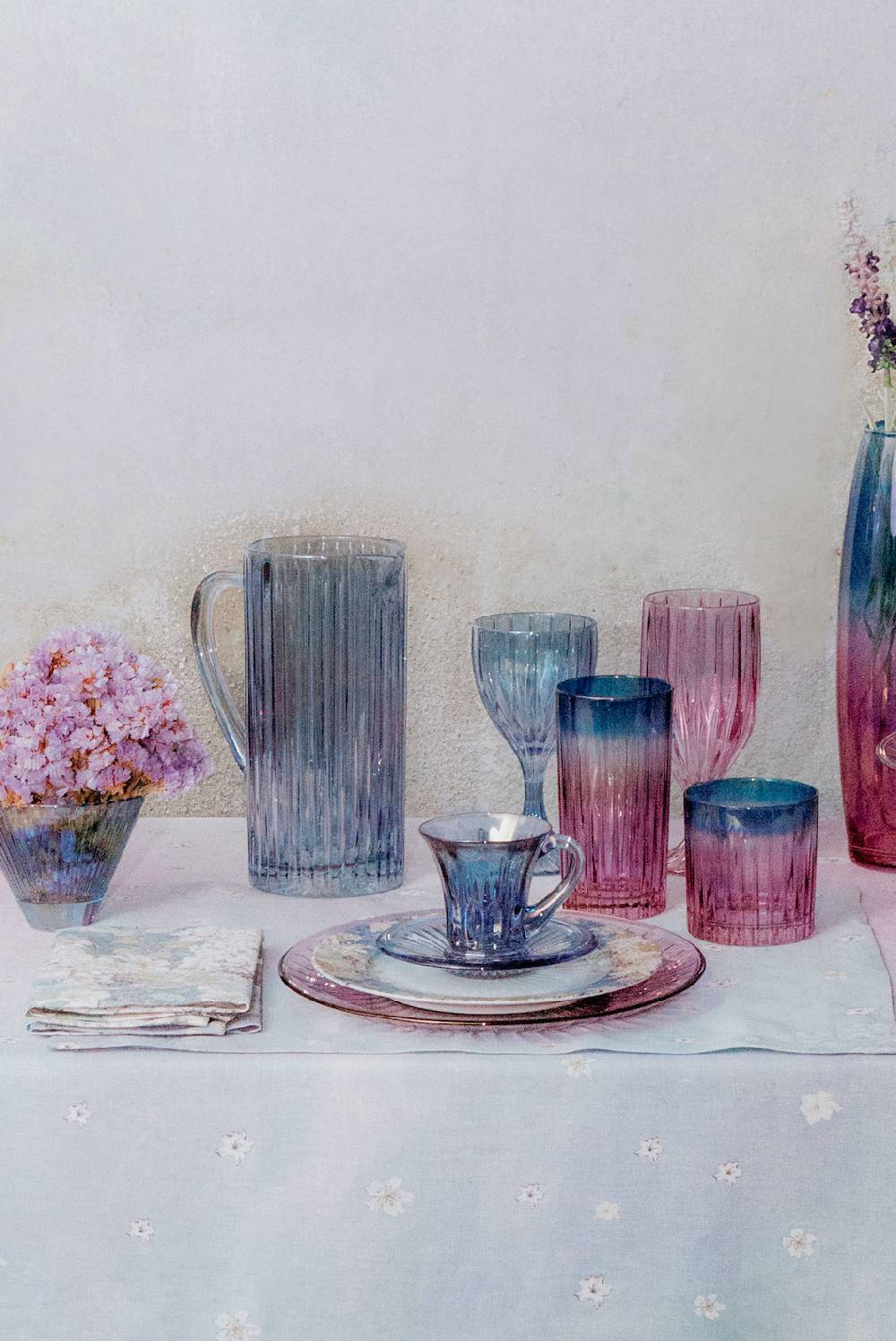 Luisa Beccaria Brocca Rigata Blu Prestige In Vetro