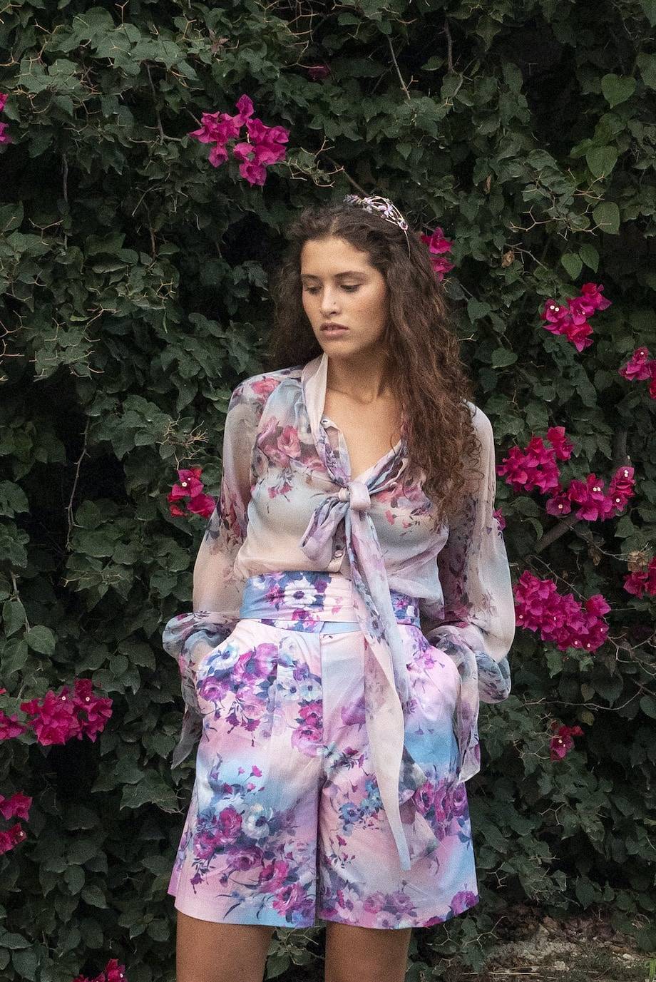 Luisa Beccaria Camicetta in chiffon stampato