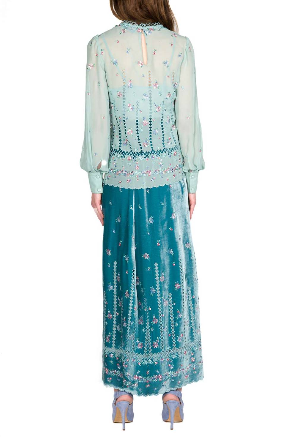 Luisa Beccaria Camicetta In Seta Ricamata Floreale