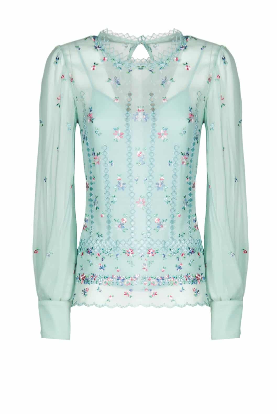 Luisa Beccaria Camicetta in seta ricamata floreale