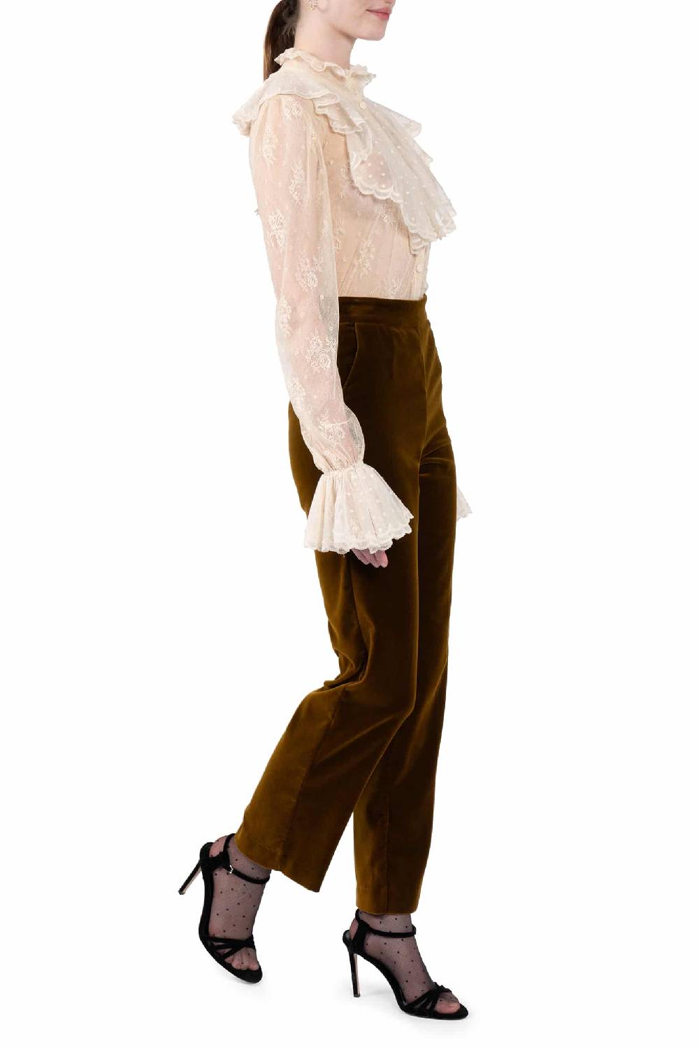 Luisa Beccaria Camicia Con Volant In Pizzo