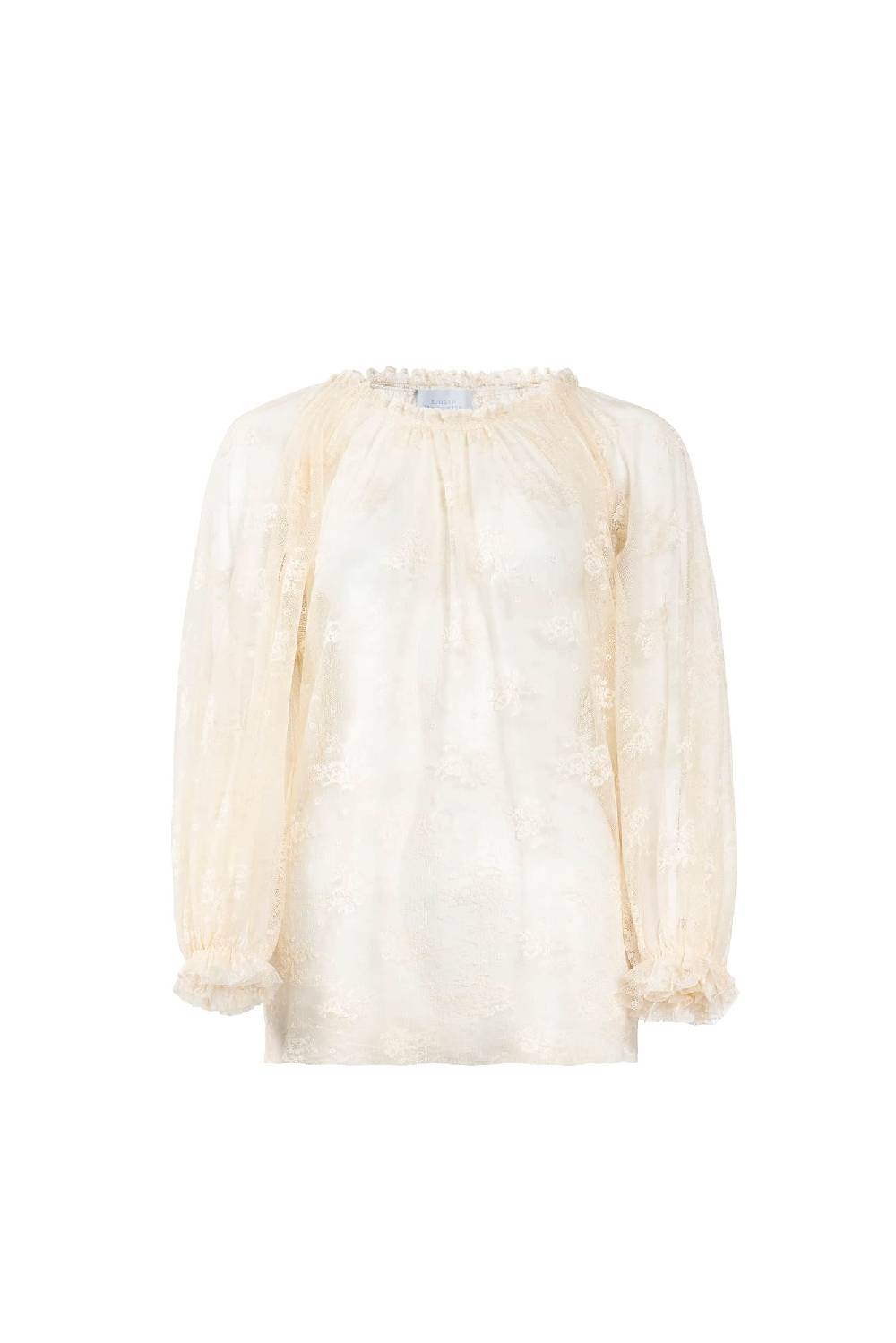 Luisa Beccaria Camicia in pizzo con scollo a barca