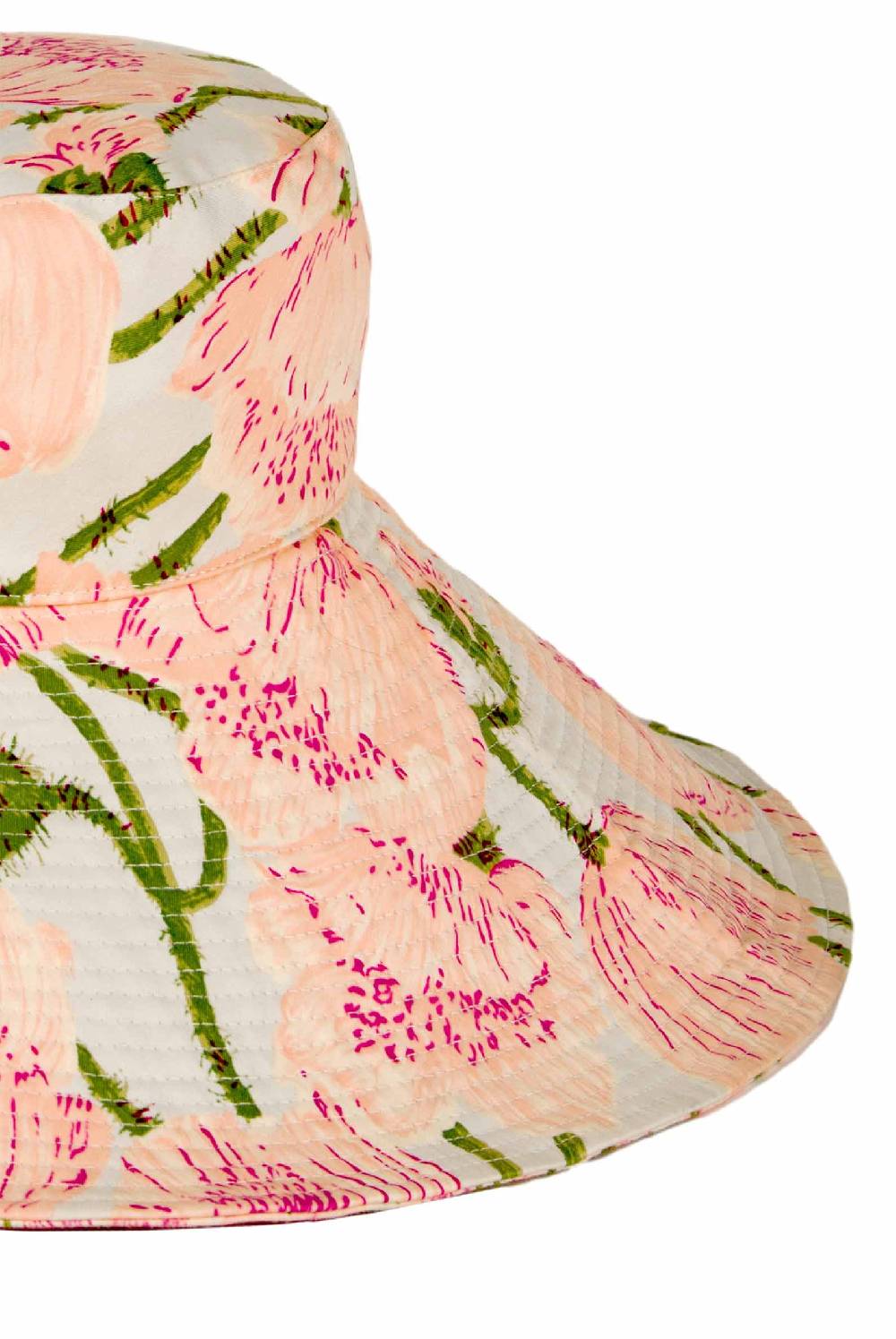 Luisa Beccaria Cappello In Cotone Macro Papaveri