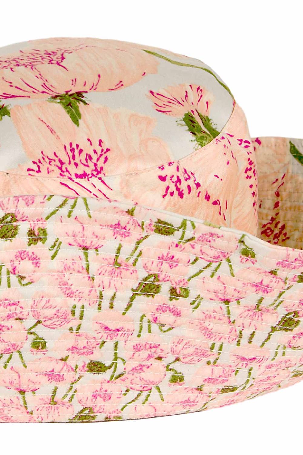 Luisa Beccaria Cappello In Cotone Macro Papaveri