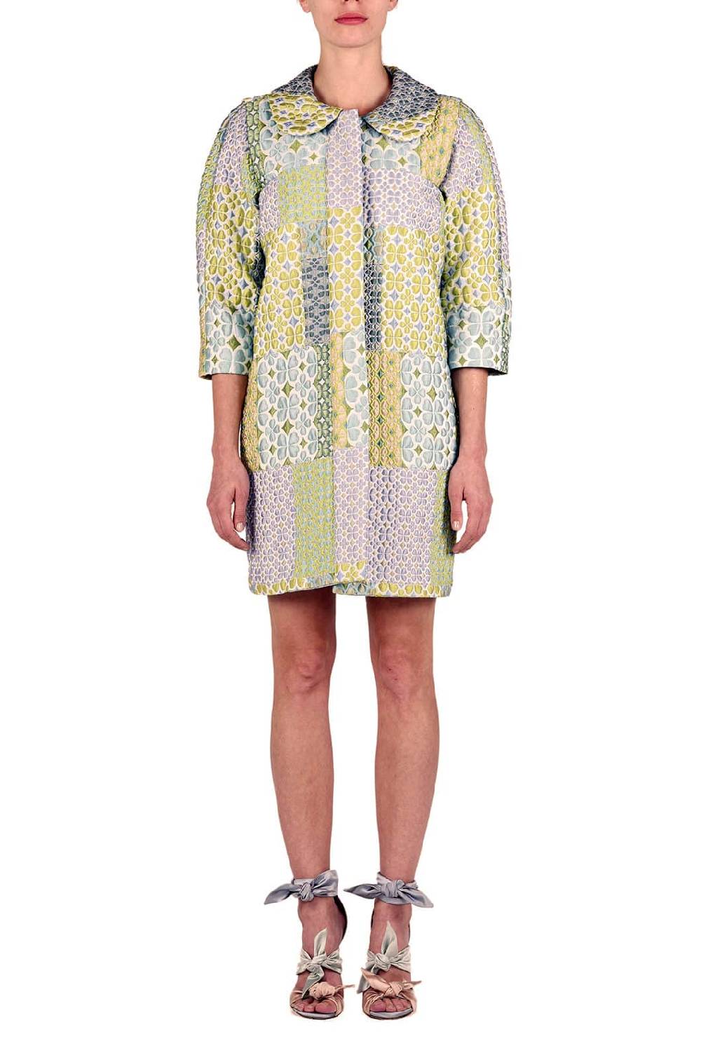 Luisa Beccaria Cappotto In Broccato Patchwork