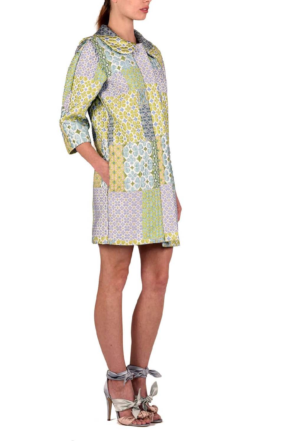 Luisa Beccaria Cappotto In Broccato Patchwork