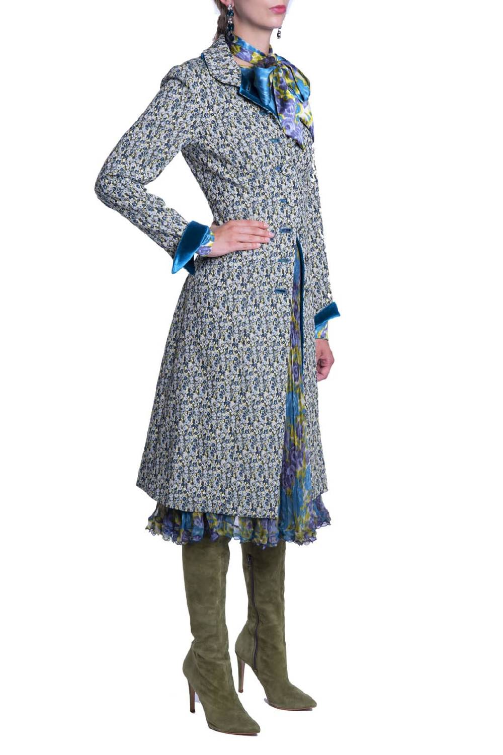 Luisa Beccaria Cappotto In Micro Jacquard Floreale