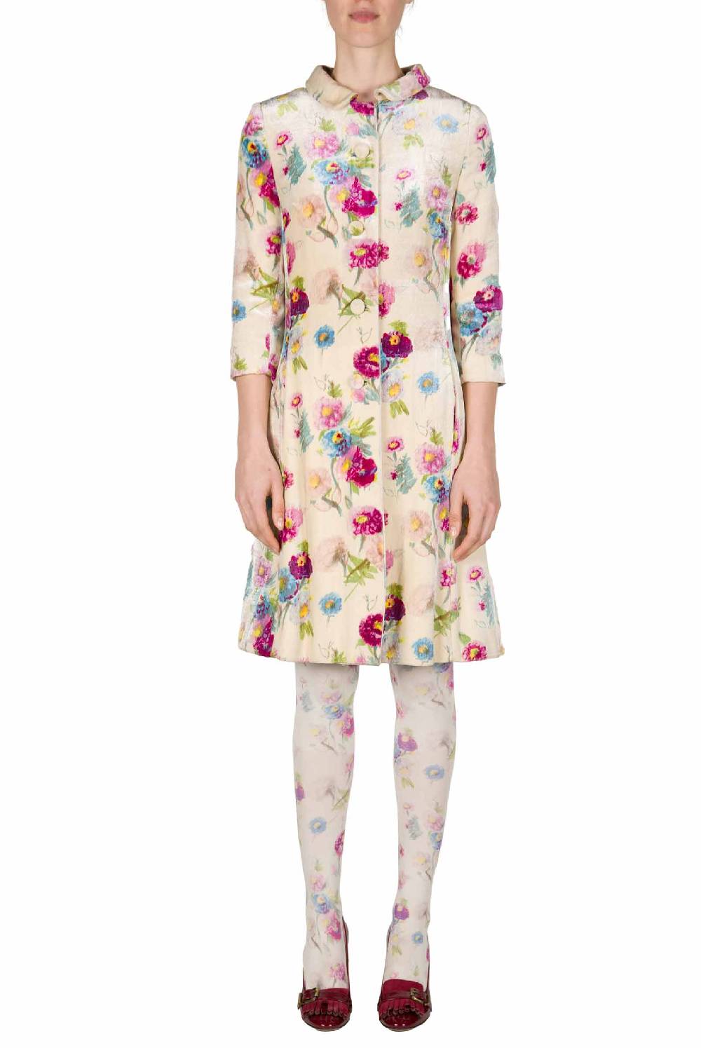 Luisa Beccaria Cappotto In Velluto Macro Anemoni