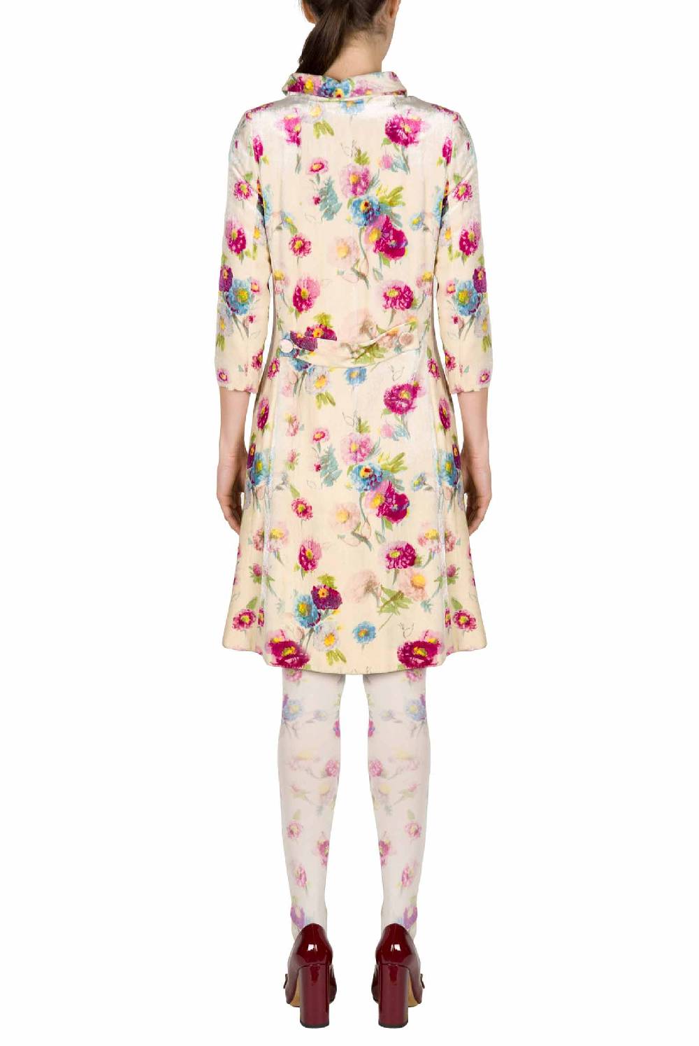 Luisa Beccaria Cappotto In Velluto Macro Anemoni