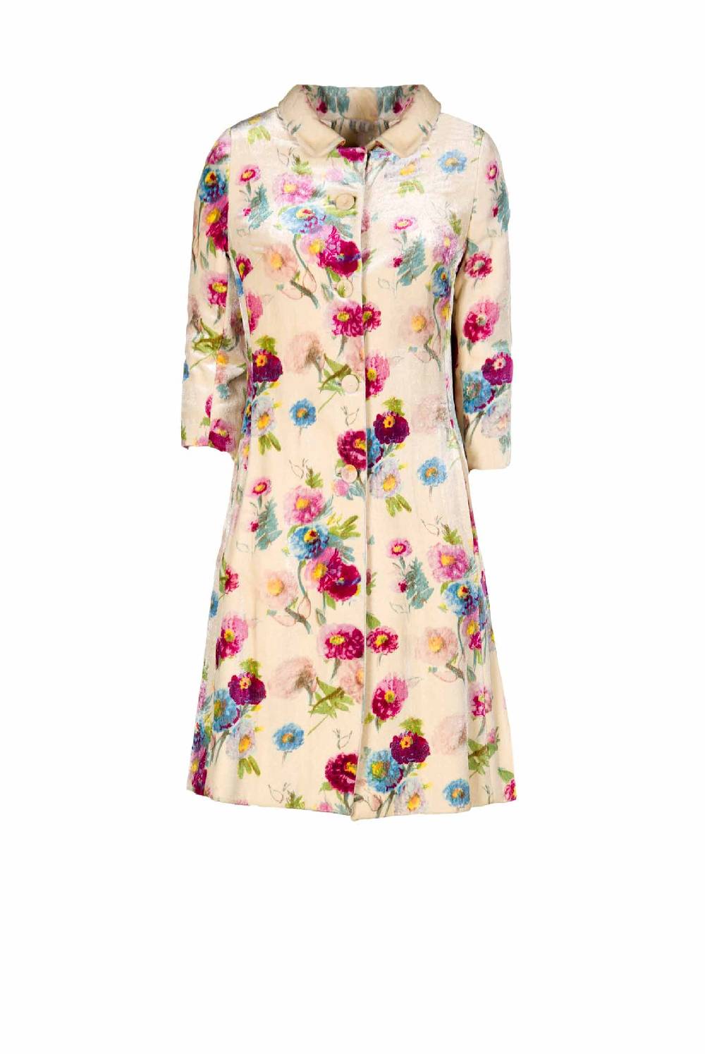 Luisa Beccaria Cappotto in velluto macro anemoni