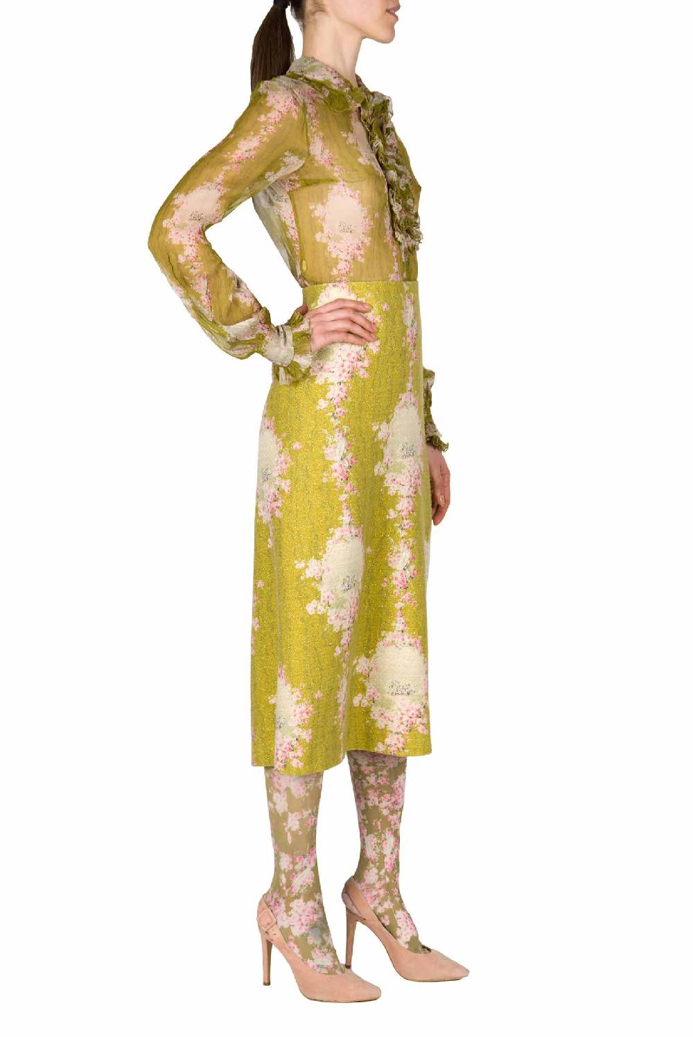 Luisa Beccaria Cerchio Di Lana Di Rose Gonna