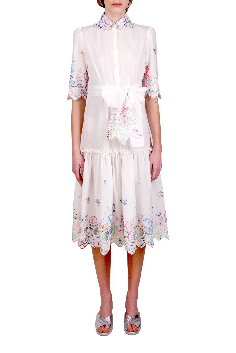 Luisa Beccaria Chemisier In Cotone Ricamato