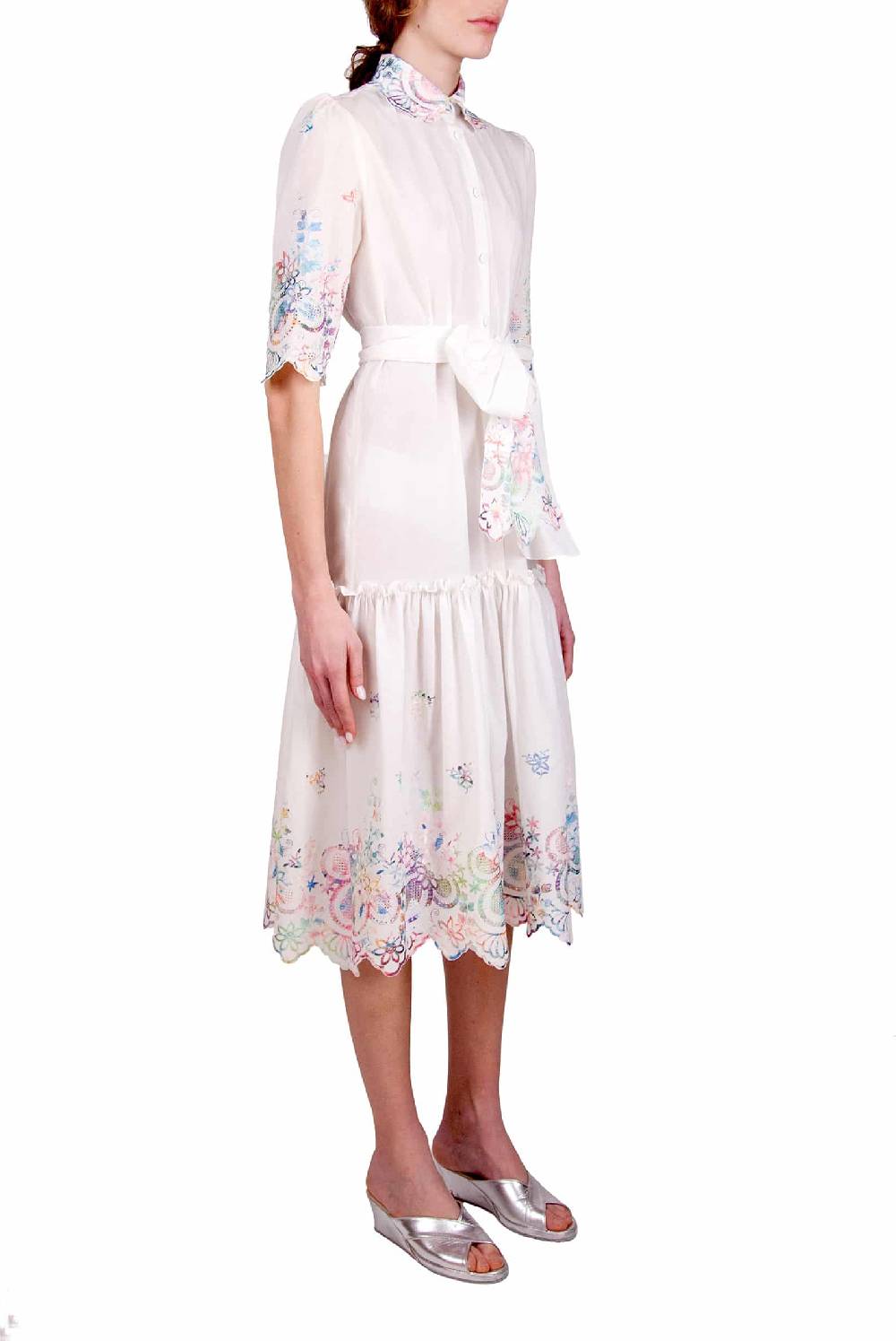 Luisa Beccaria Chemisier In Cotone Ricamato