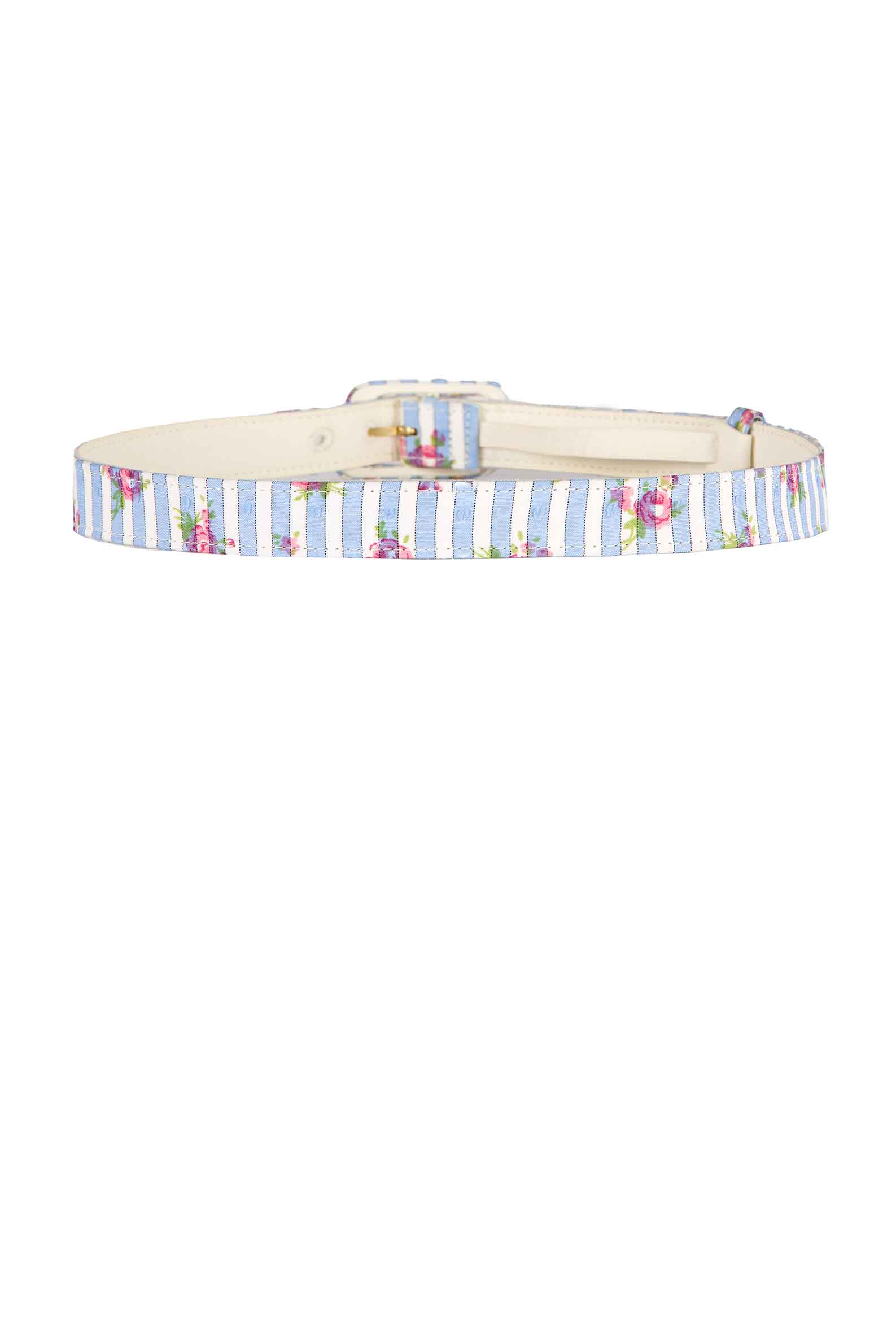 Luisa Beccaria Cintura Blu Con Rose A Righe