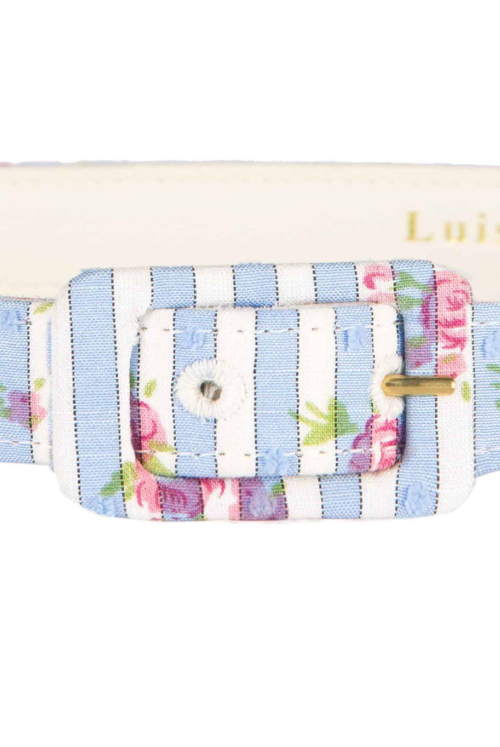 Luisa Beccaria Cintura Blu Con Rose A Righe